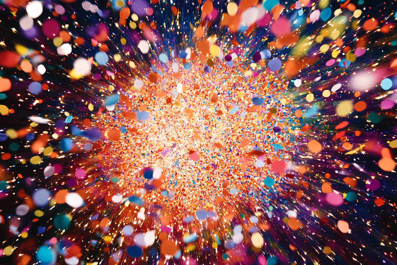 Colorful glittery firework explosion