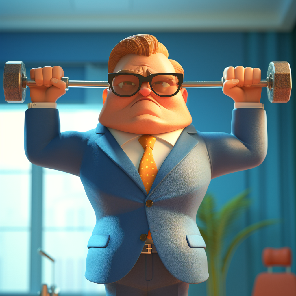 cartoon business analyst fitness 3d