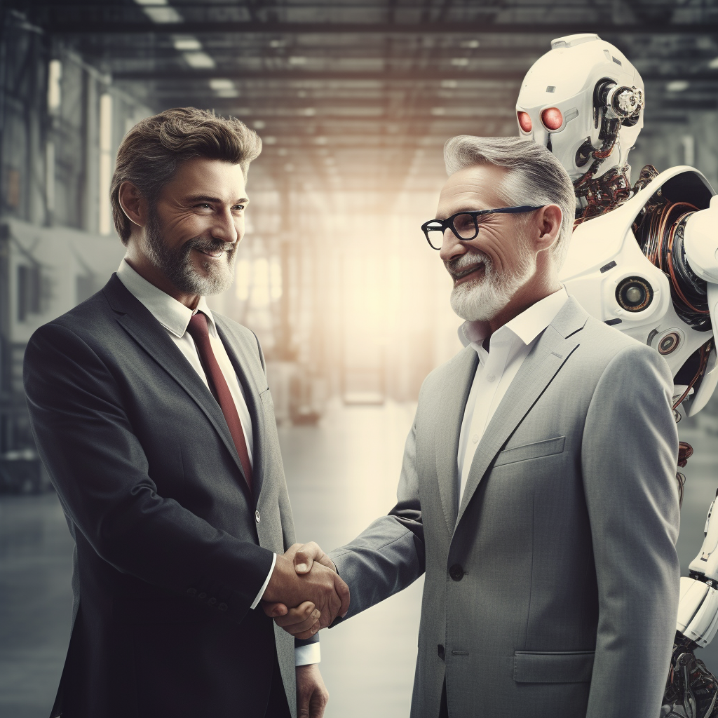 Business Man Handshake Automation Robot White