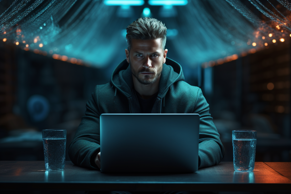 Man Working on Laptop for Cyber Security