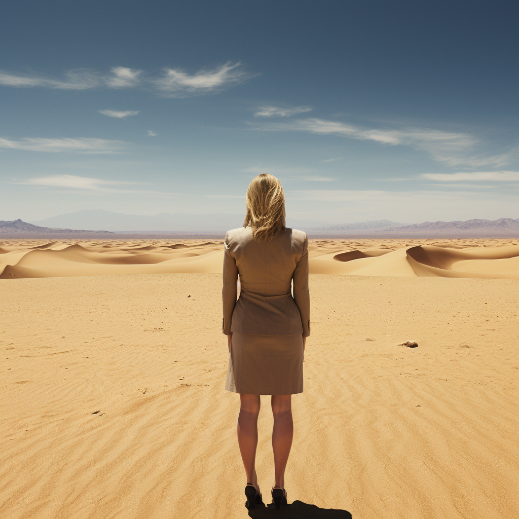 Business woman in desert