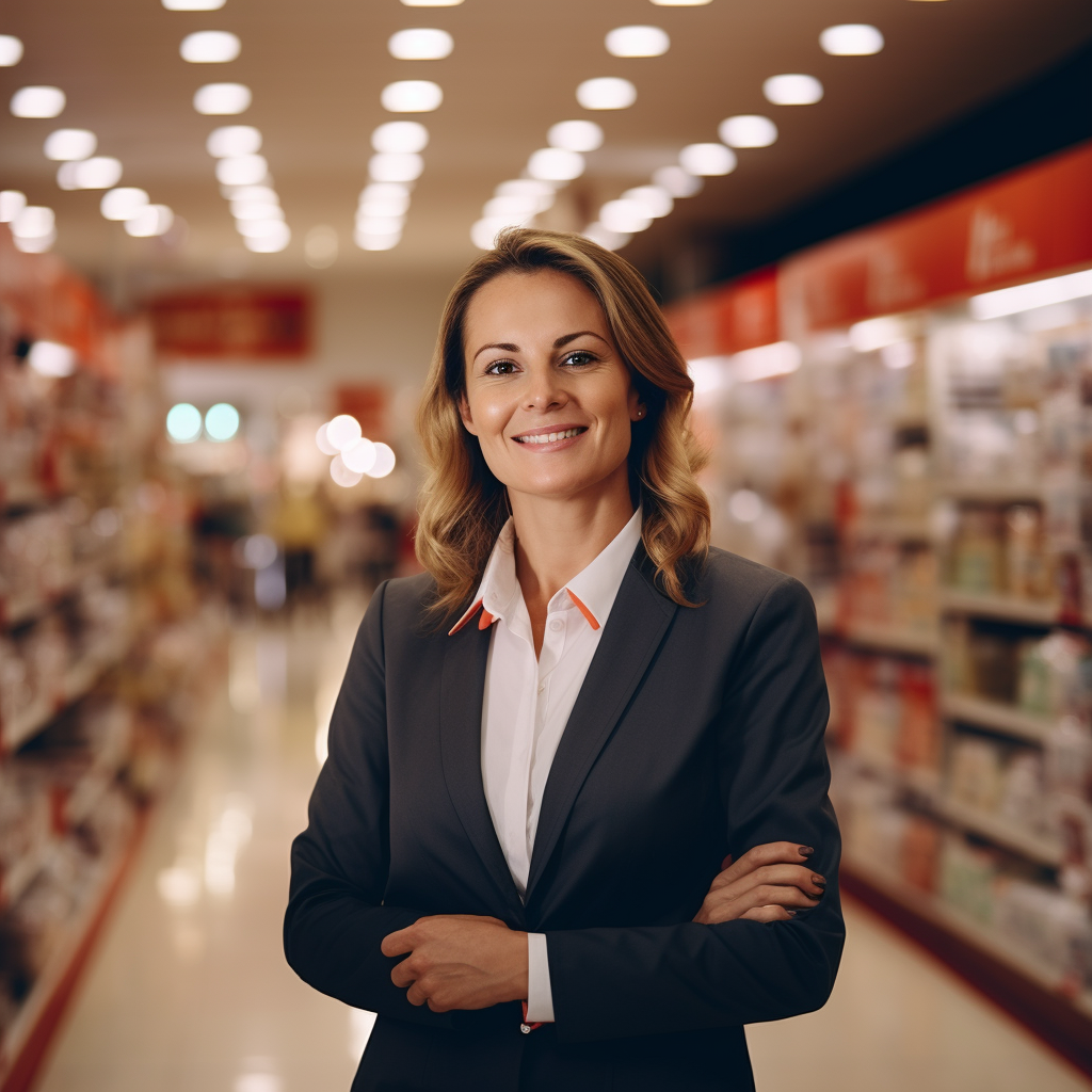 Business woman training staff in pet store