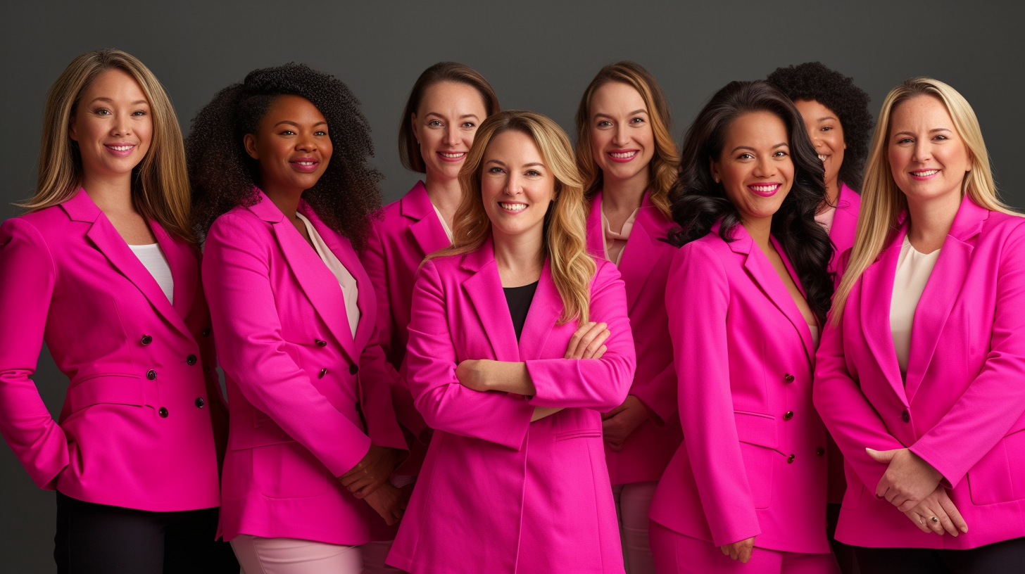 Business women group pink jackets