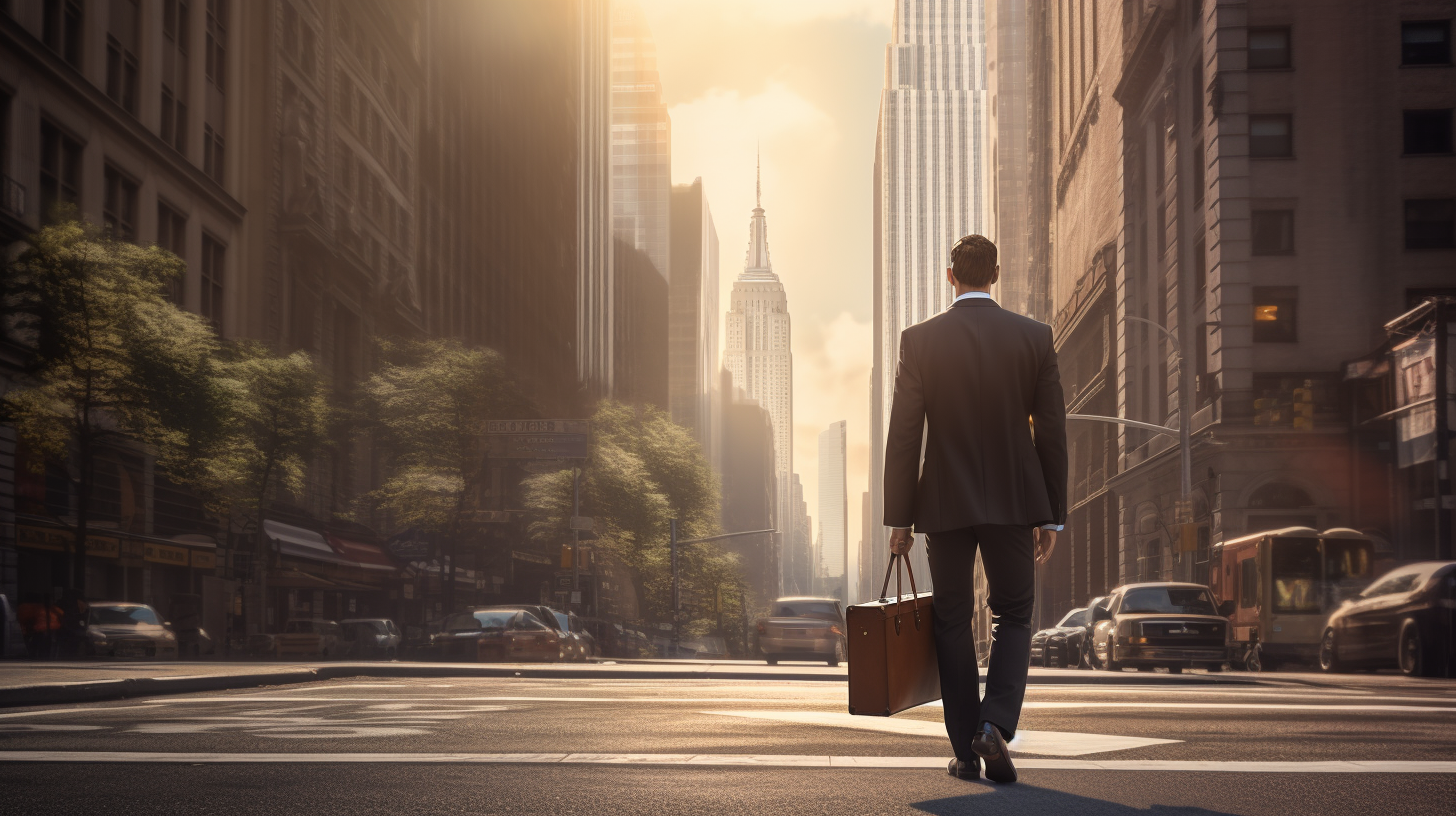 Business Man Walking in City Street