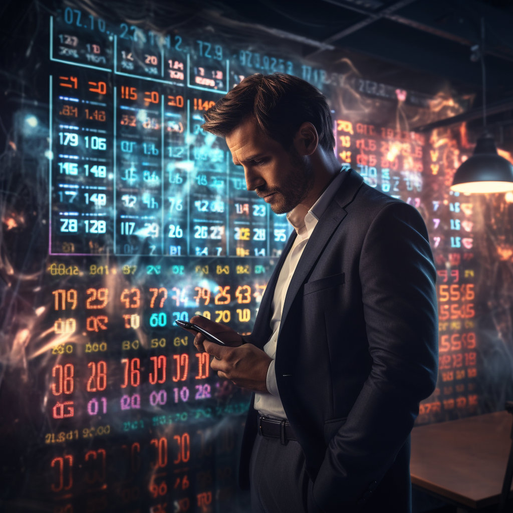 Businessman analyzing market data