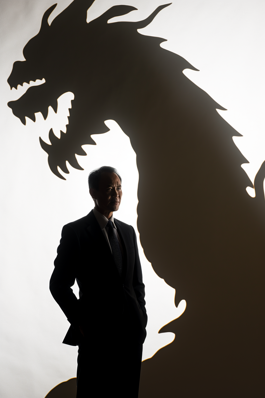 Businessman with Dragon Shadow Silhouette