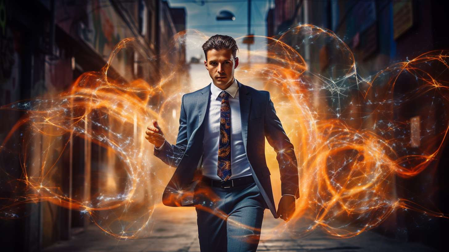 Businessman with Tech Abstract Effects