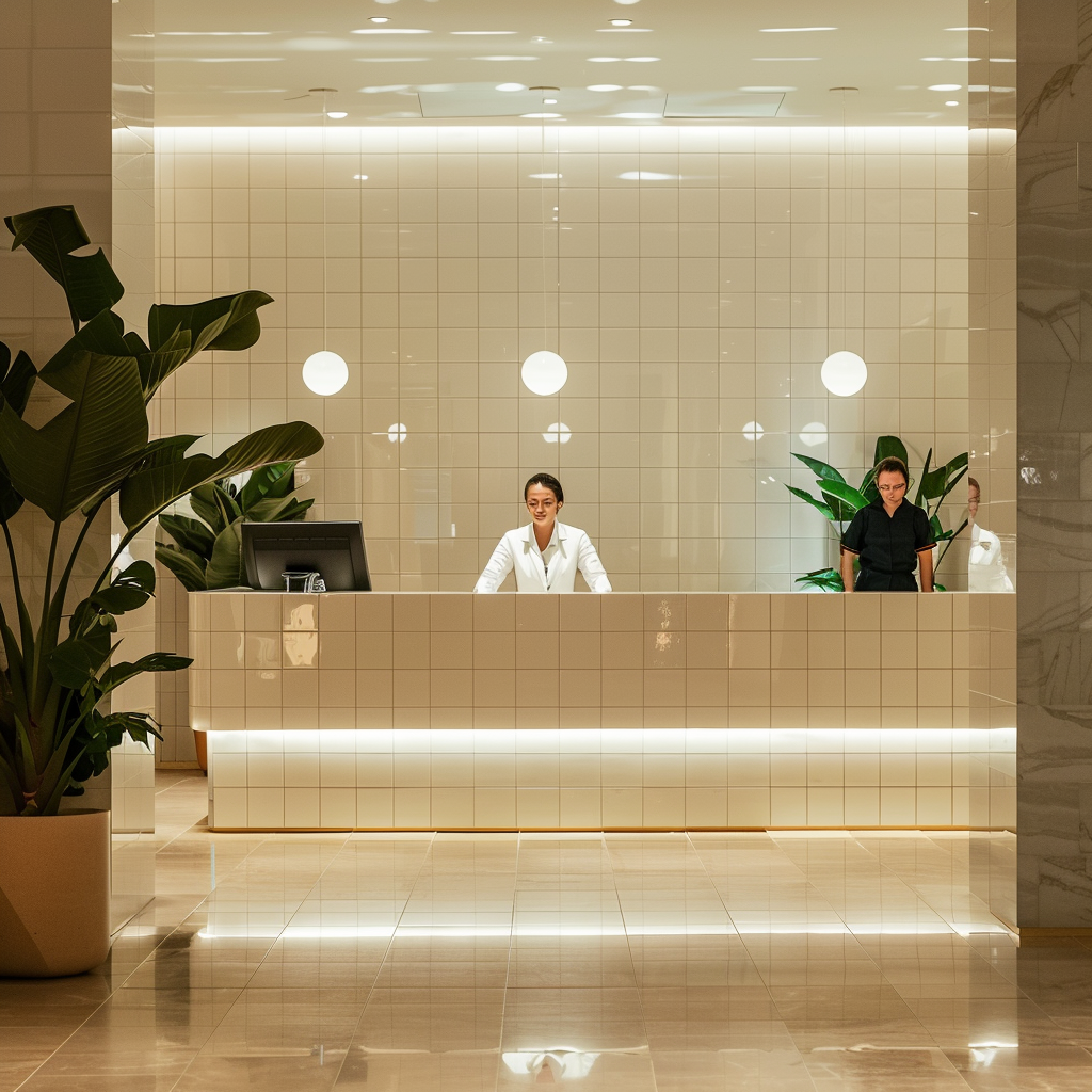 Businessman at Concierge Counter