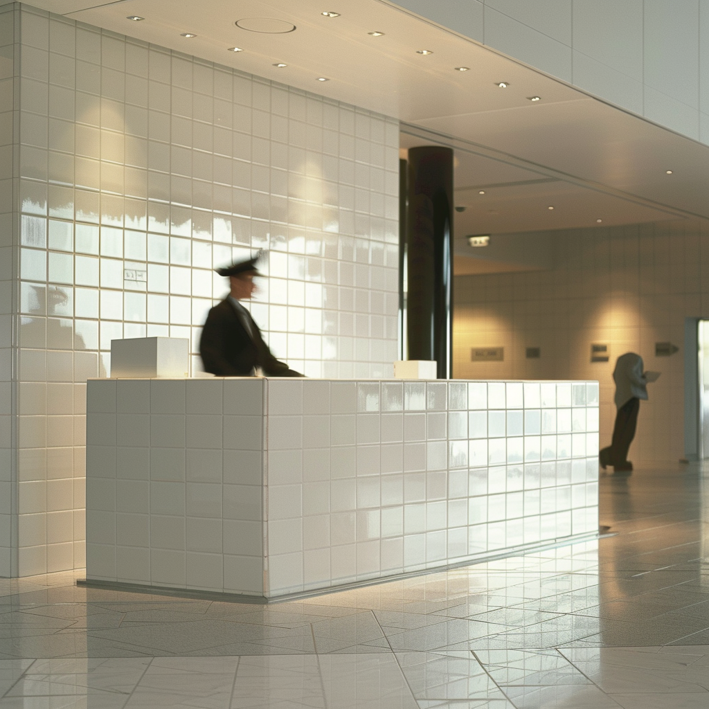 businessman at concierge counter