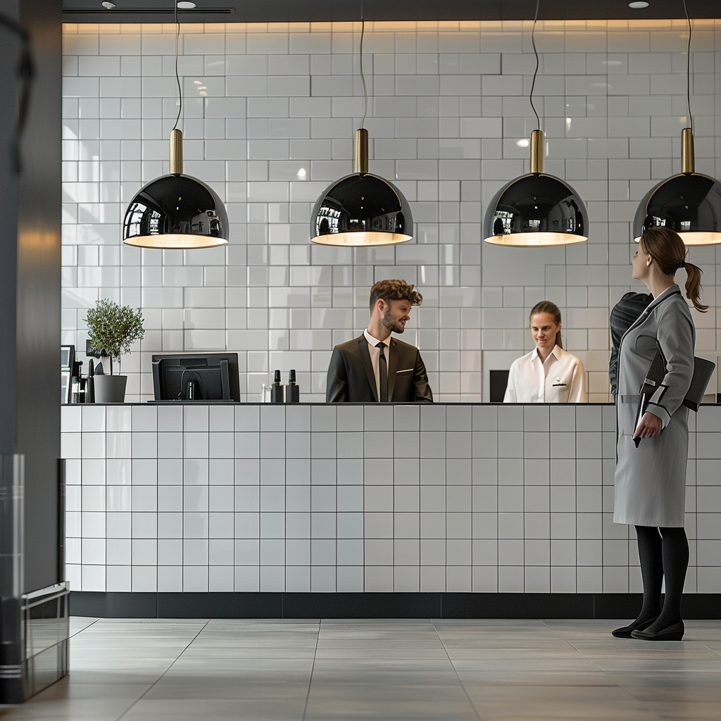 Businessman at Concierge Counter