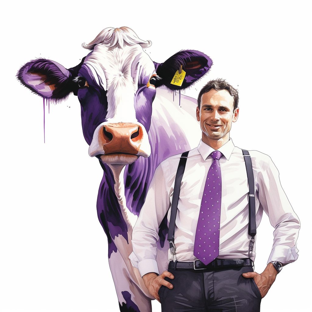 Man in businessman suit with cow head