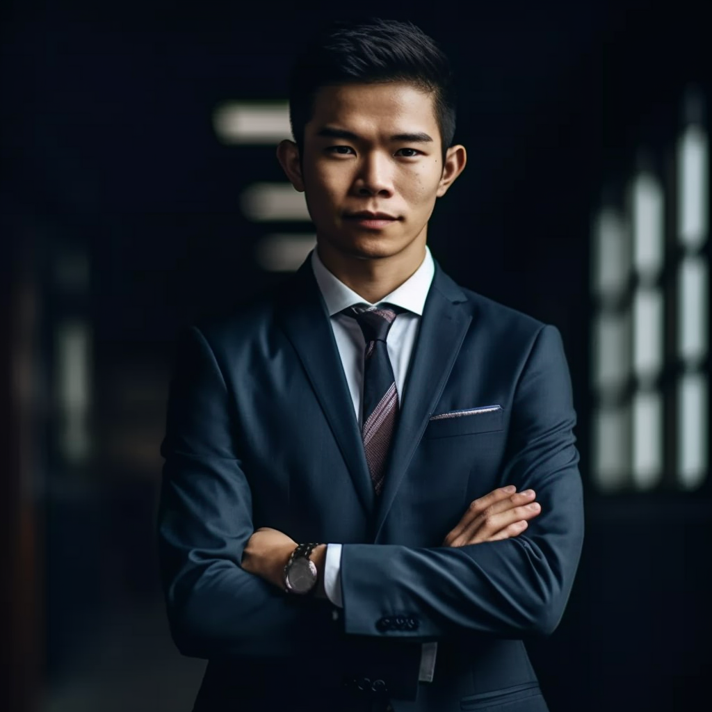 Smiling Asian Businessman in Suit