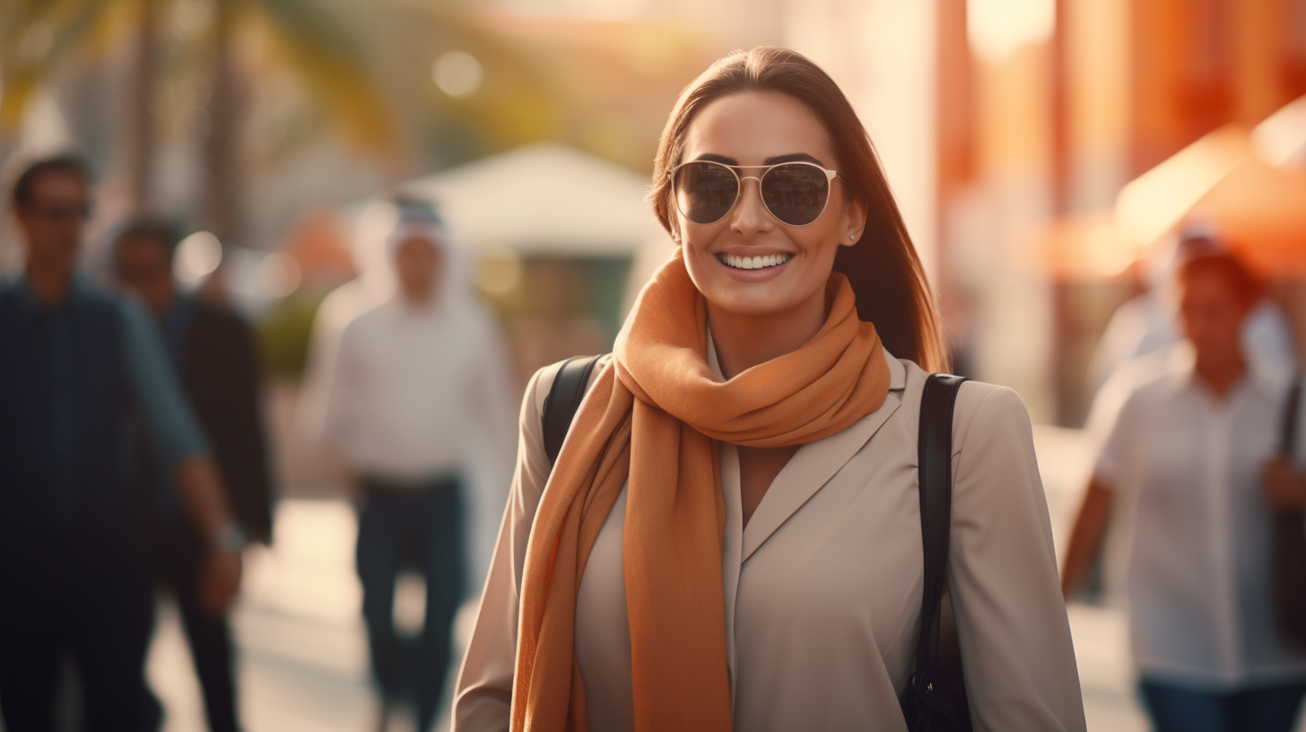 Businesswoman walking in Dubai street