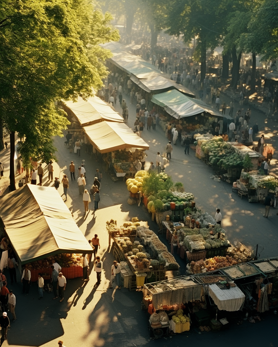 Colorful Eastern European Market Scene