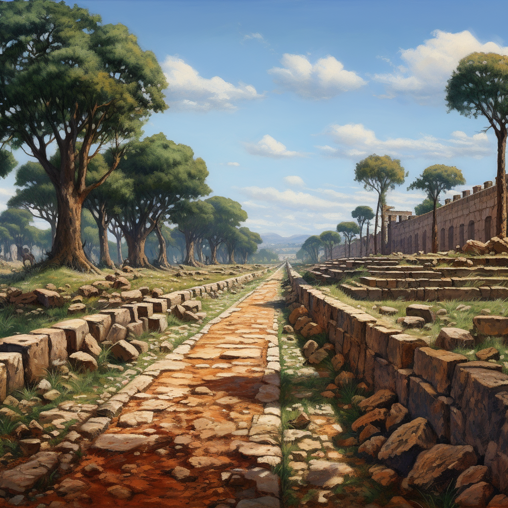 Roman road facilitating trade and travel