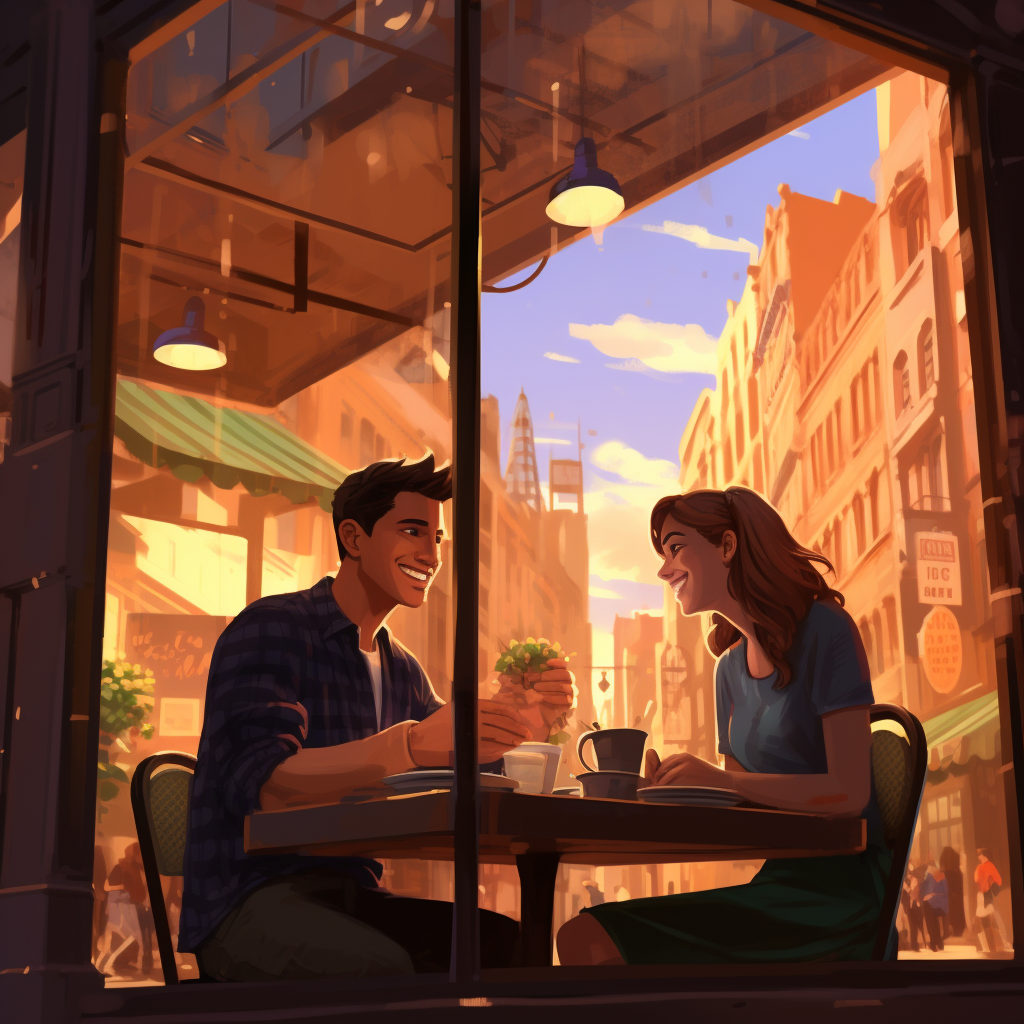 Emotion-filled City Scene with Alex and Mary