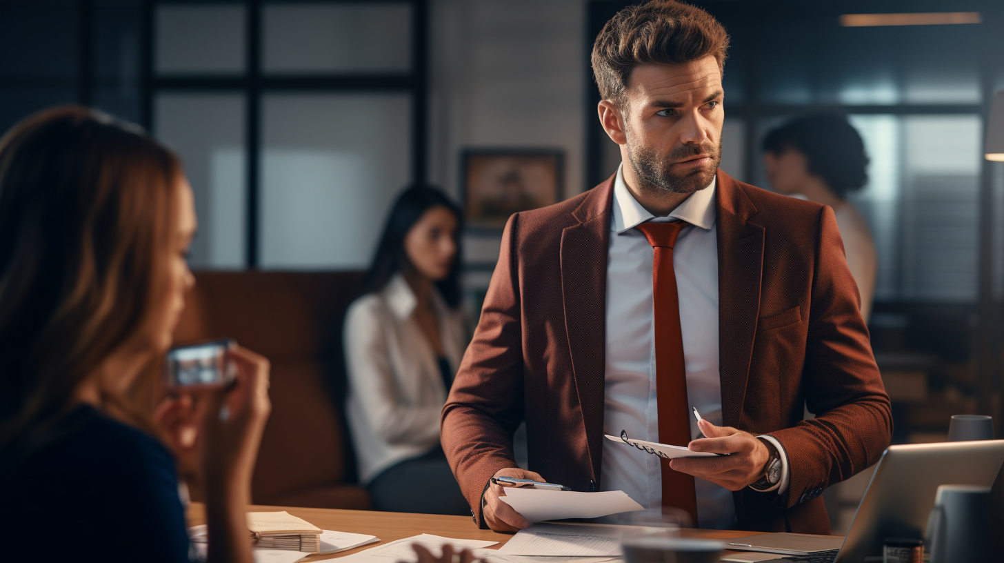 Busy man in modern office