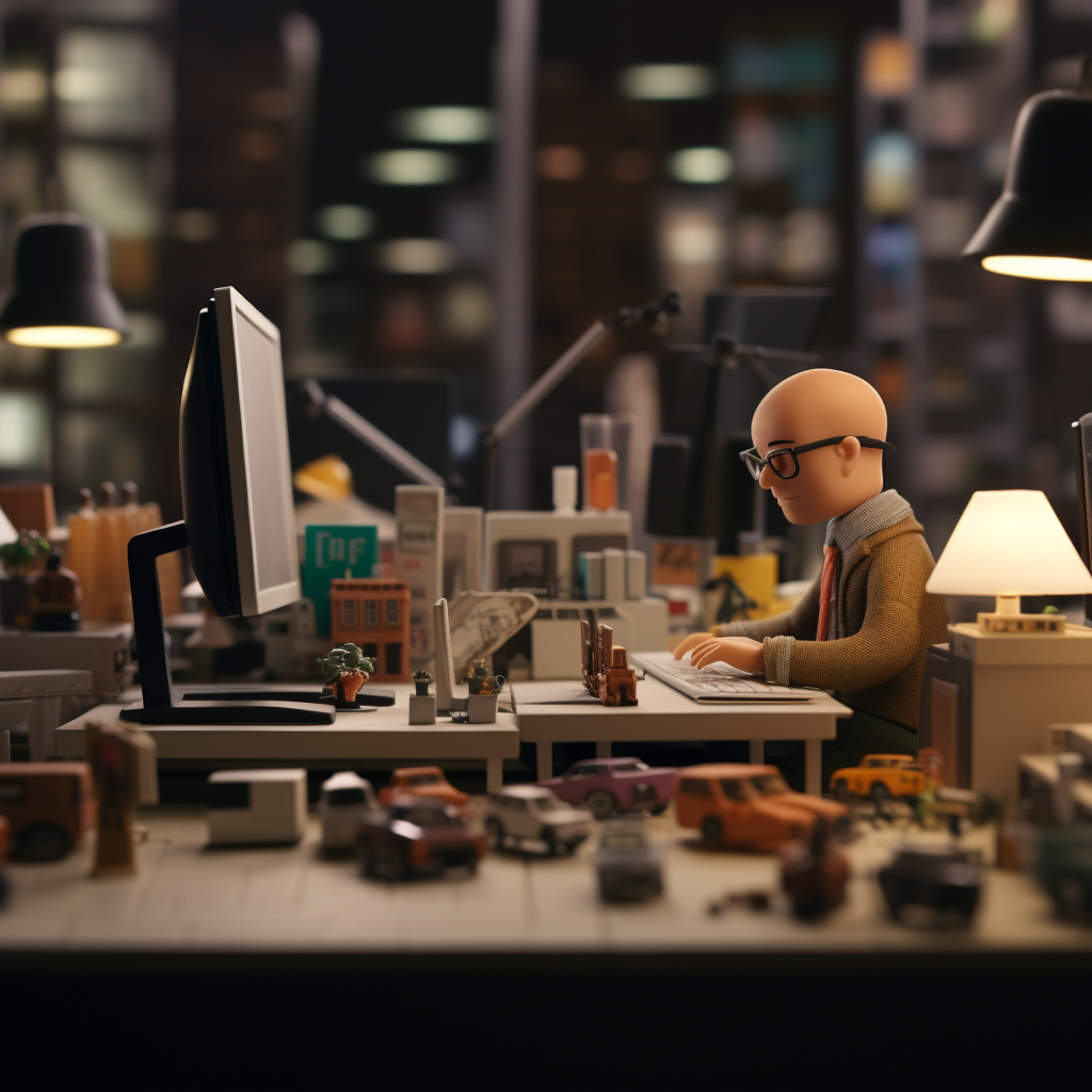 Man working in busy office