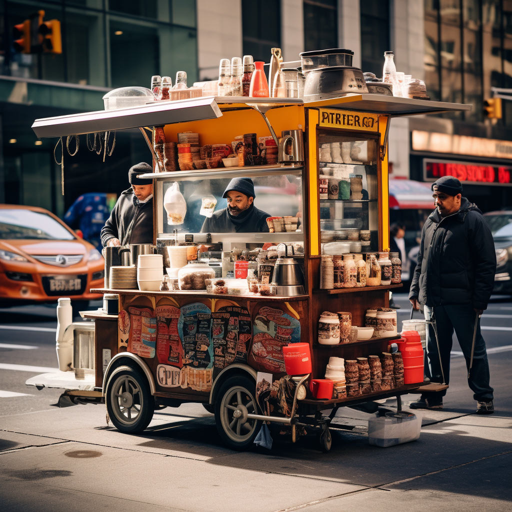 Coffee cart serving hot beverages