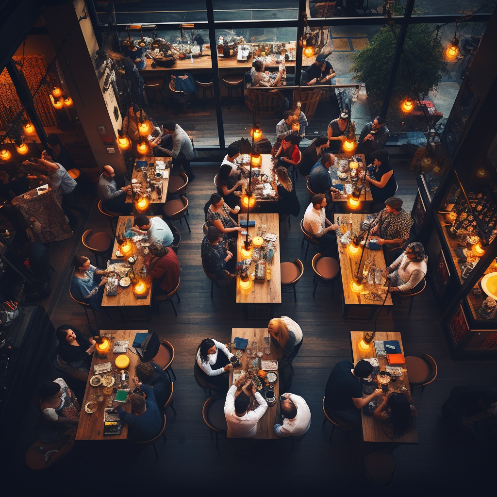 Busy Restaurant From Drone