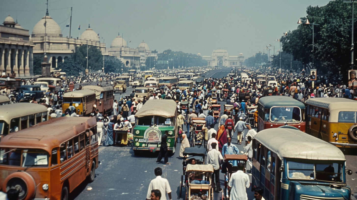 Busy street scene in Delhi