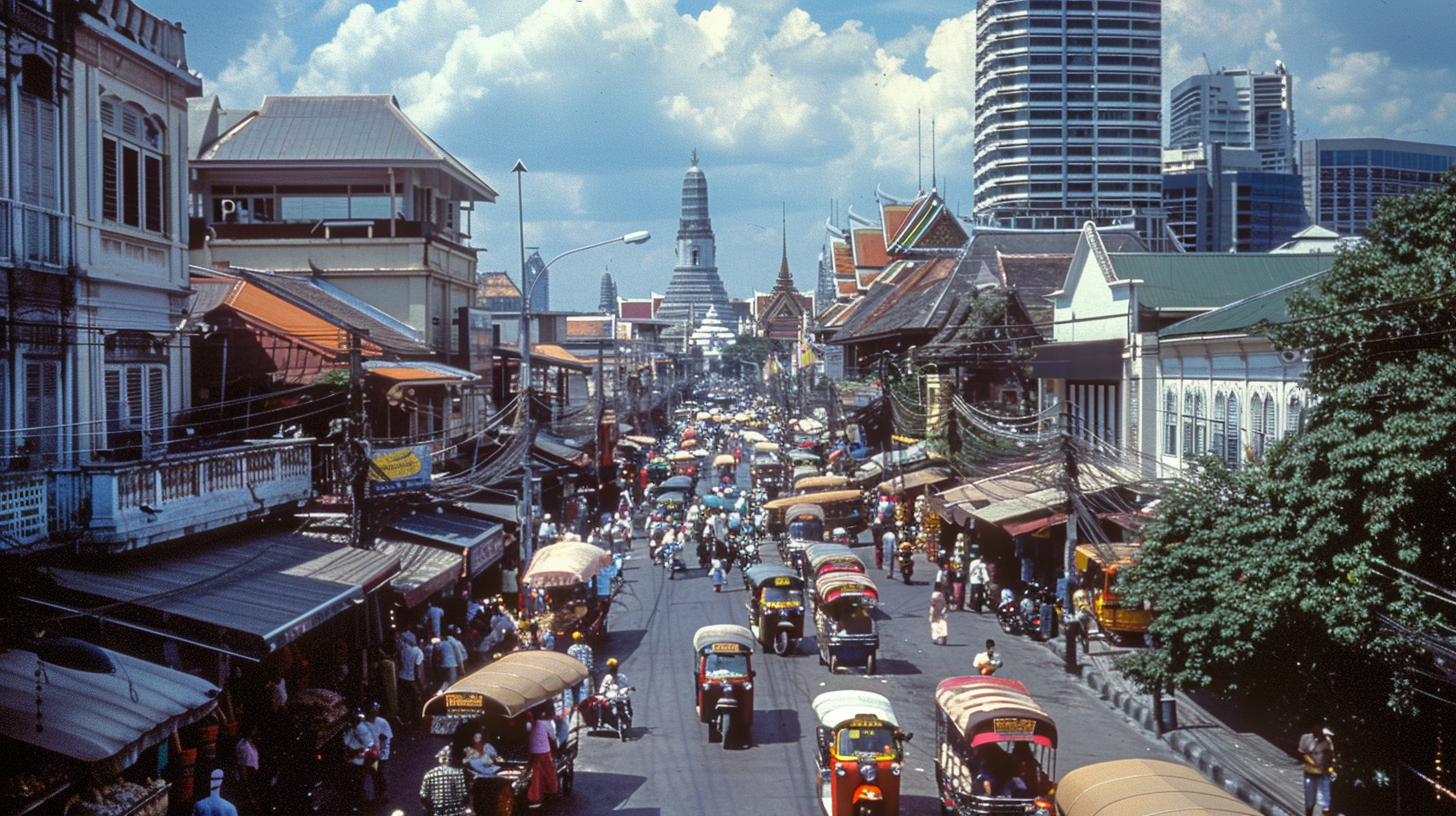 Busy street scene in Bangkok