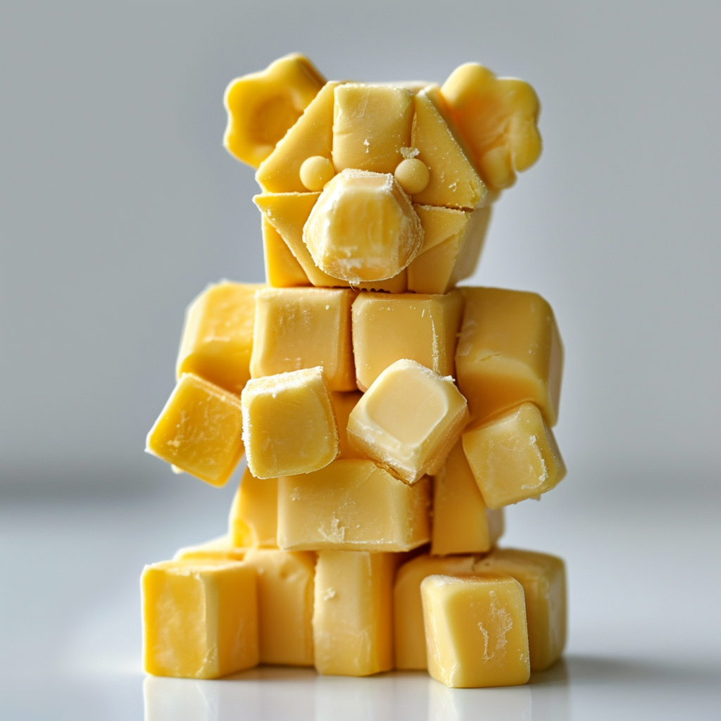 Adorable bear made of butter blocks