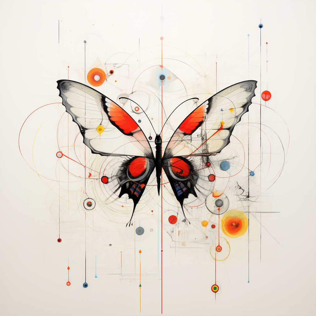 Colorful abstract butterfly with totems