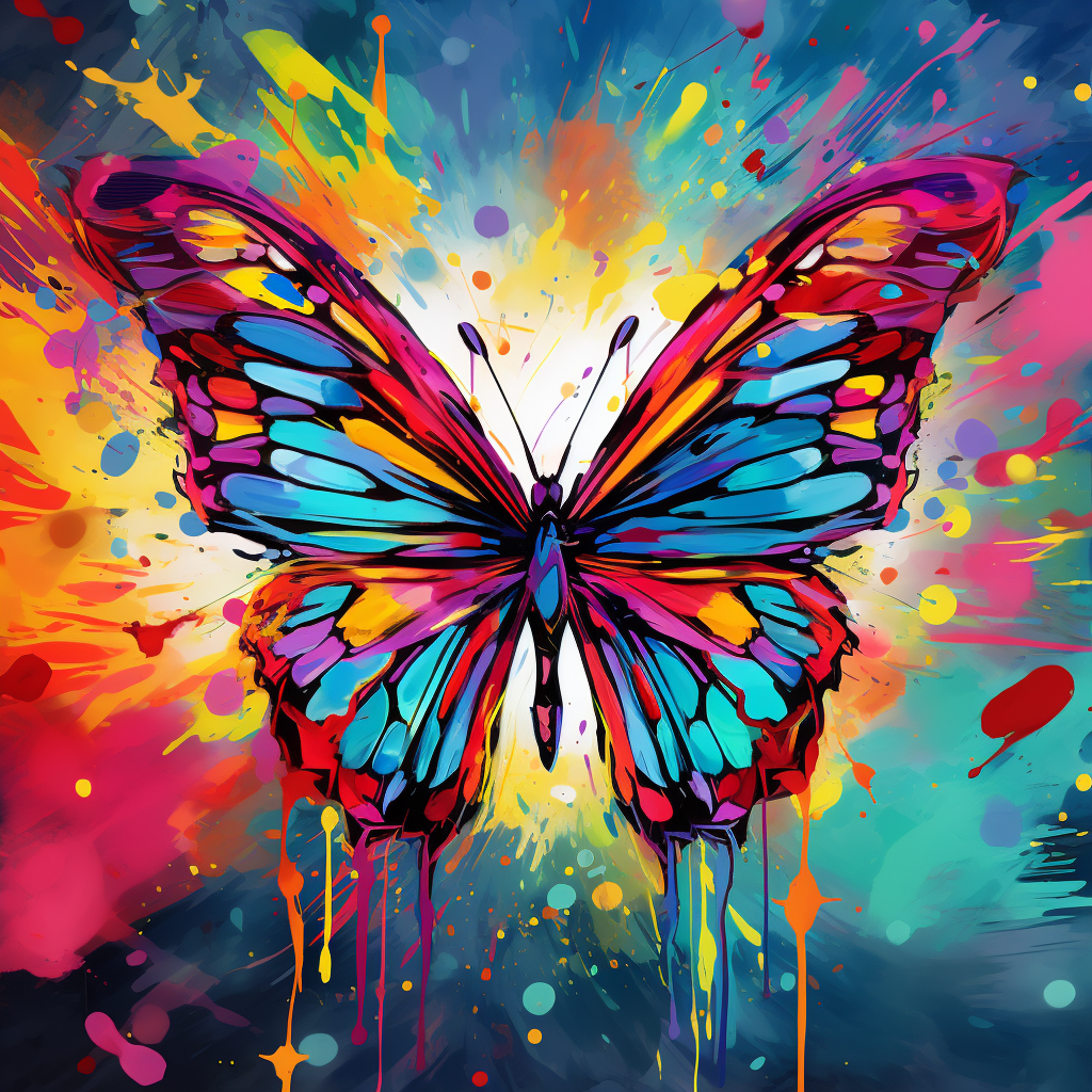 Vibrant butterfly artwork on colorful background