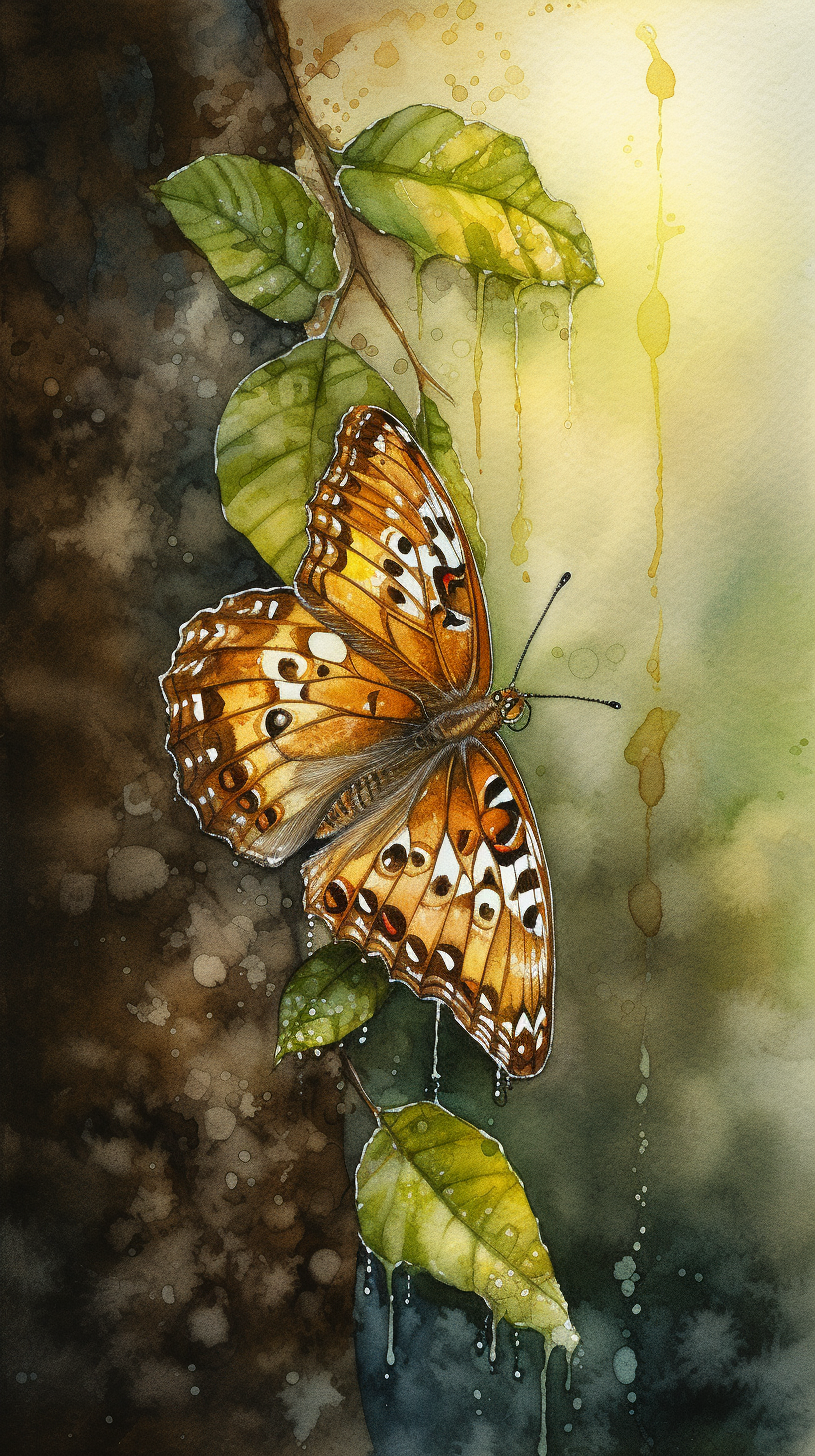 Hand-painted butterfly with intricate wing patterns