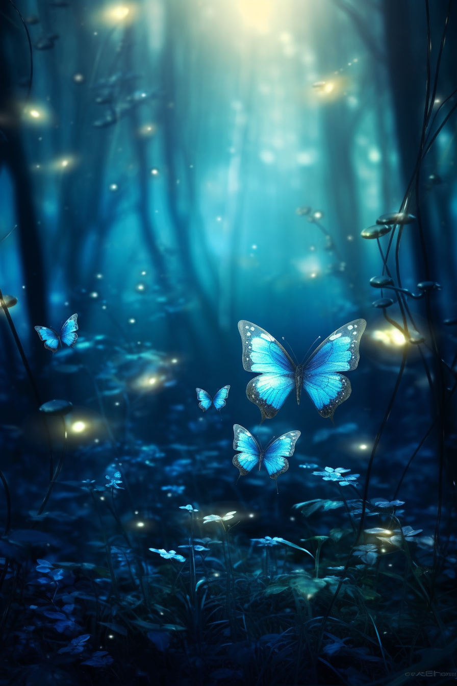 Enchanting butterfly in misty blue fog