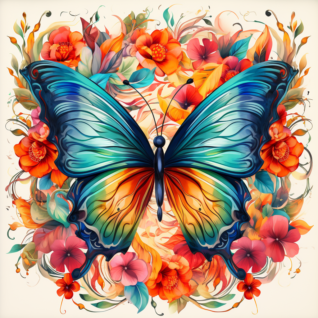 Colorful butterfly on silk tapestry