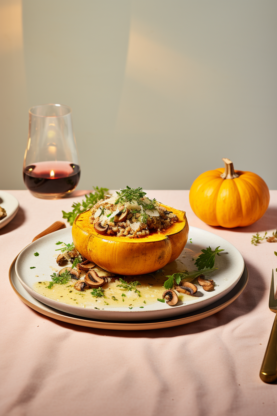 Butternut squash stuffed with mushrooms and quinoa recipe