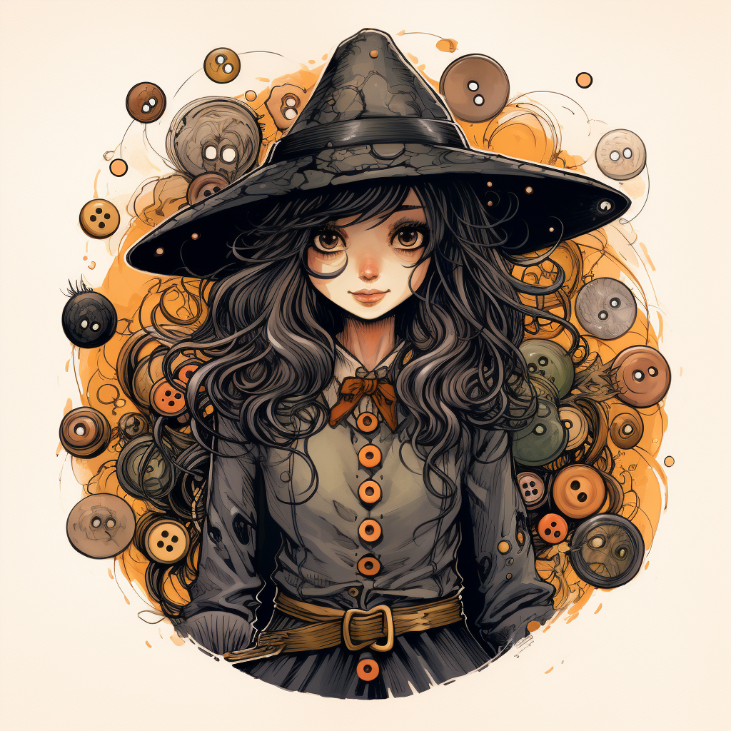 Stylish button witch illustration