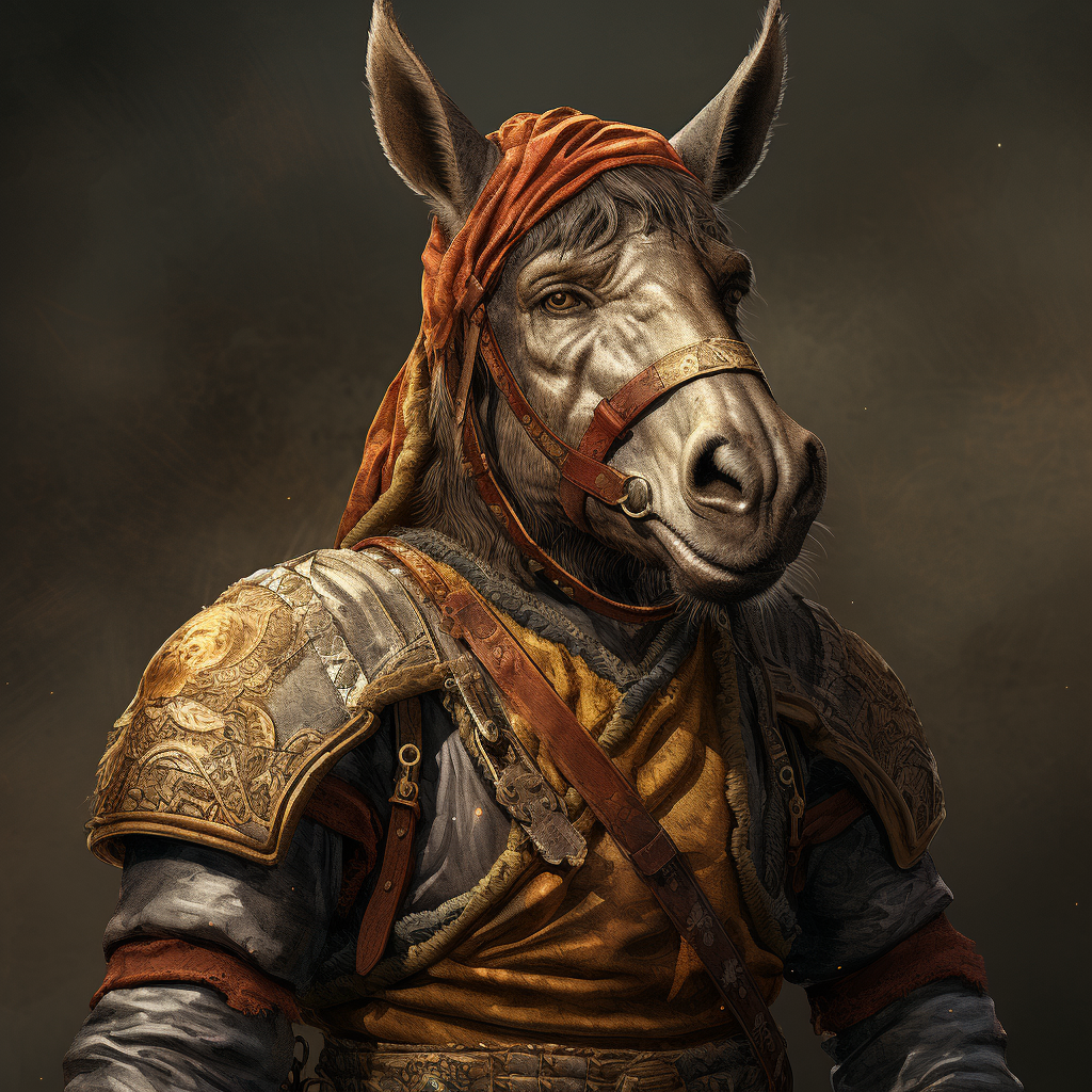 Donkey soldier in Byzantine Hagiography style