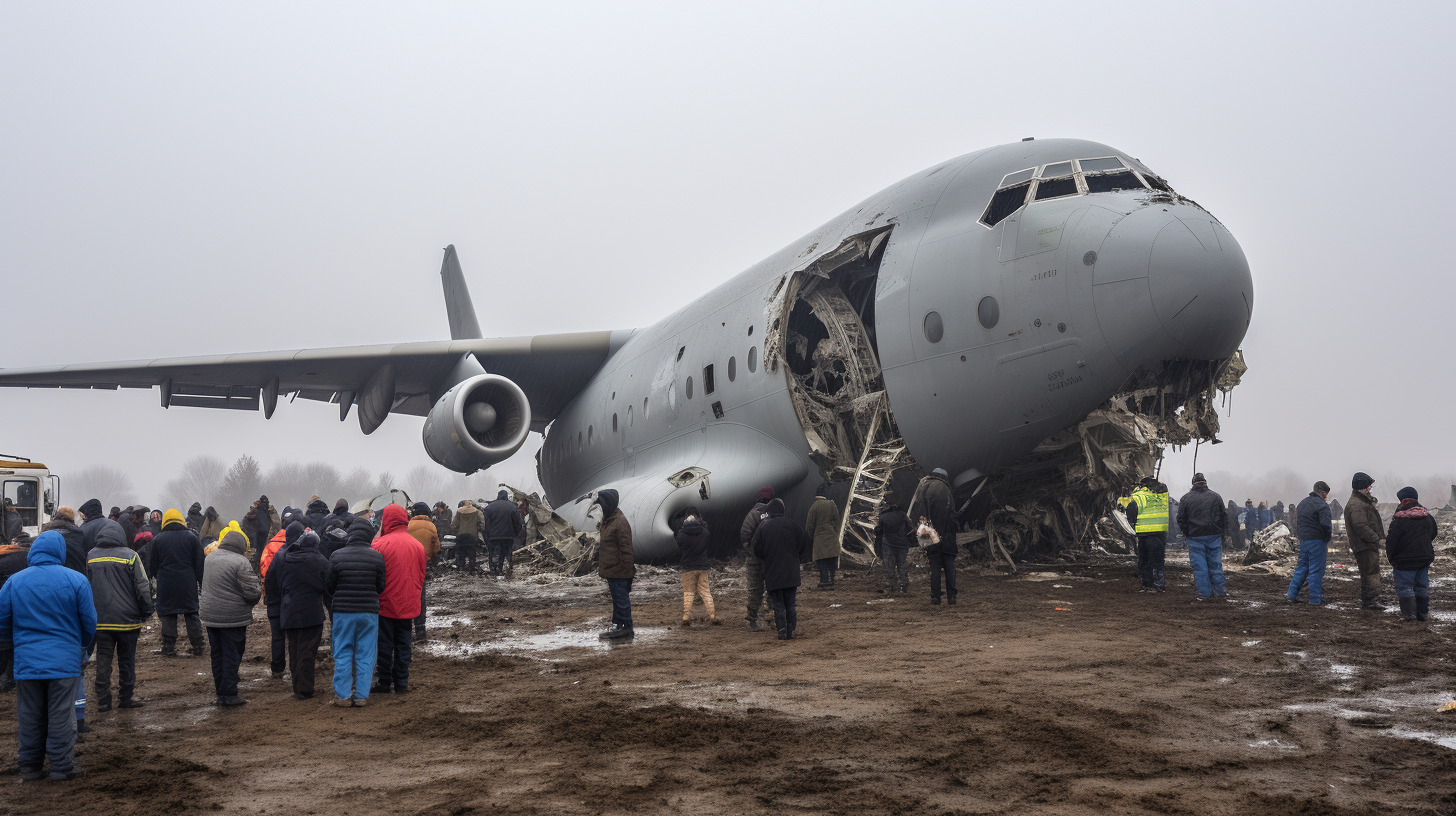 Survivors gathered around crashed C-17 Galaxy plane