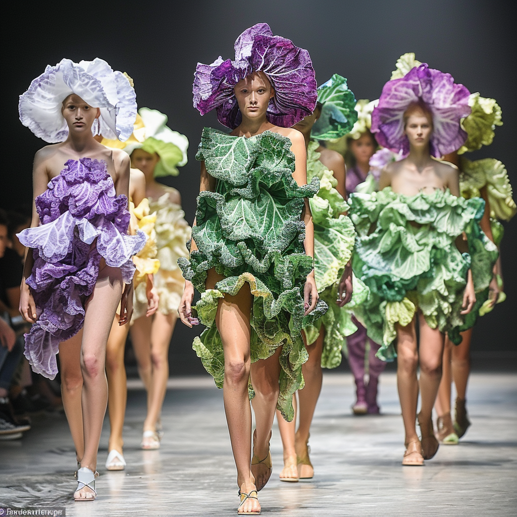 Intricate Cabbage Leaf Fashion Runway