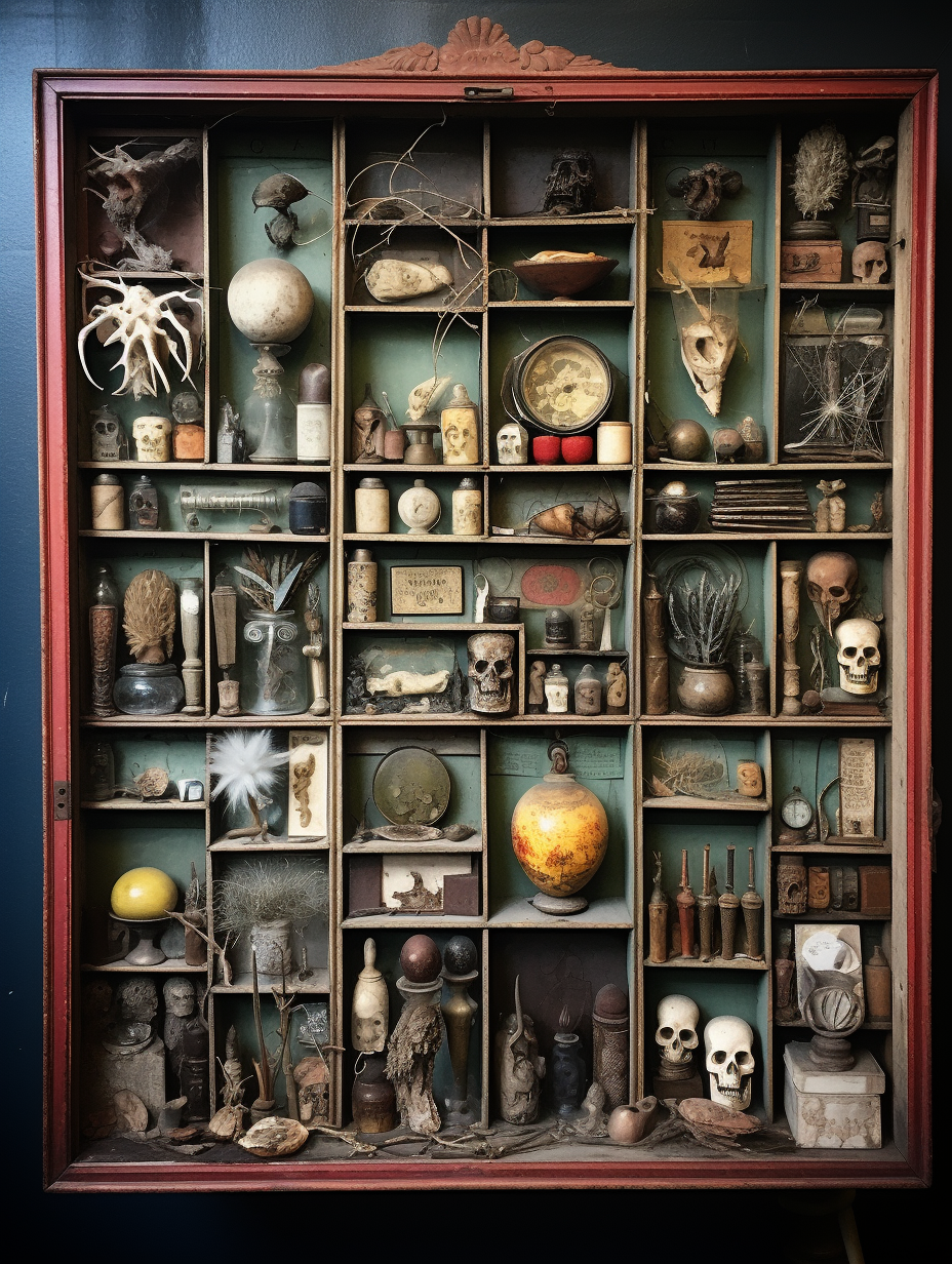 Vintage cabinet of curiosities ephemera