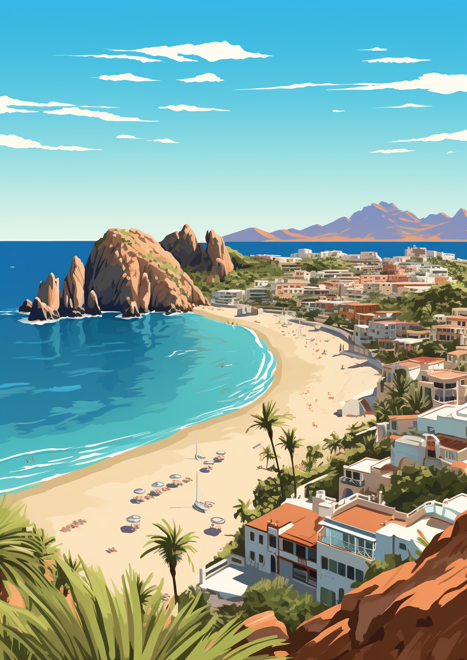 Vector illustration of sunny day in Cabo San Lucas