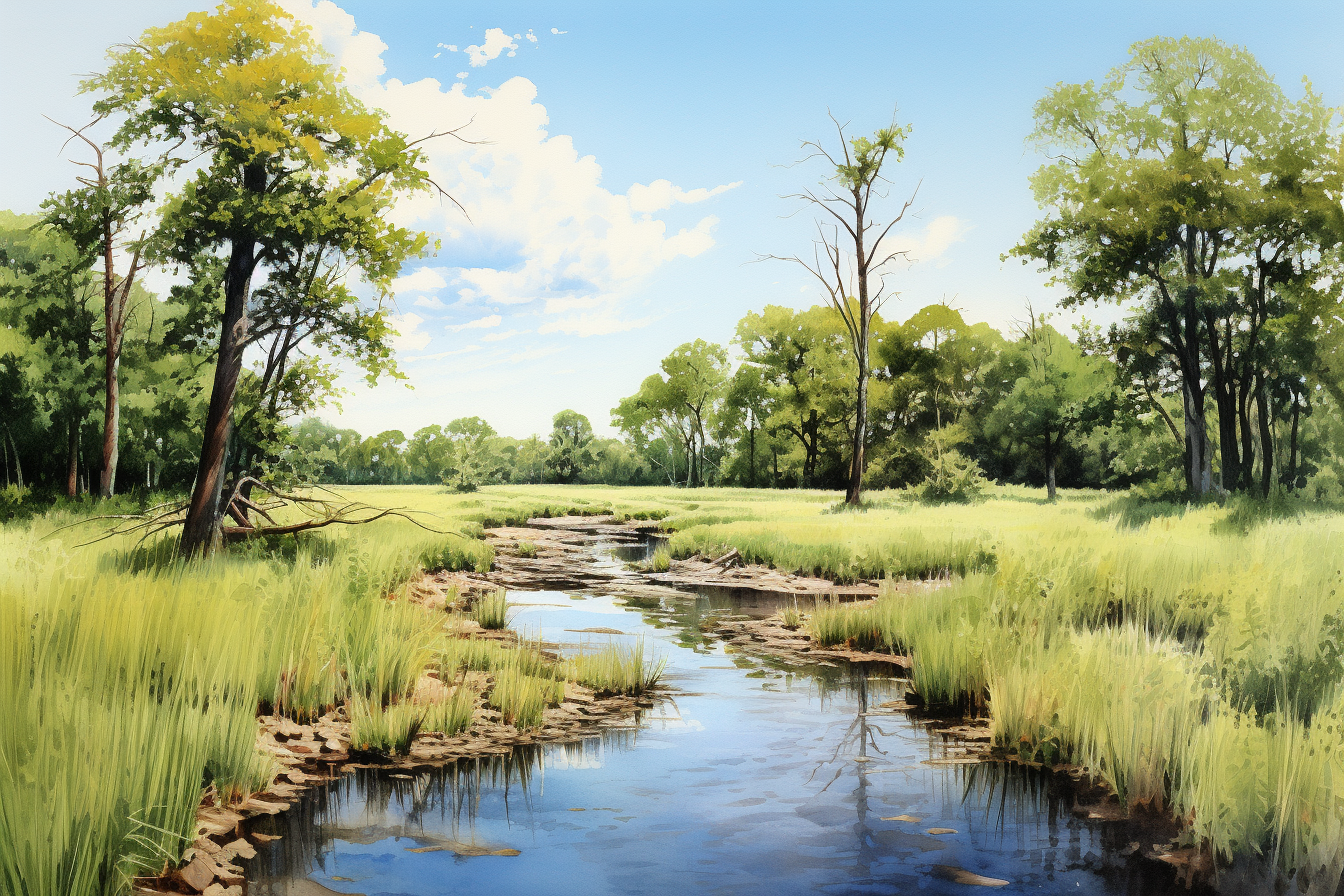 Beautiful watercolor of Cache River National Wildlife Refuge