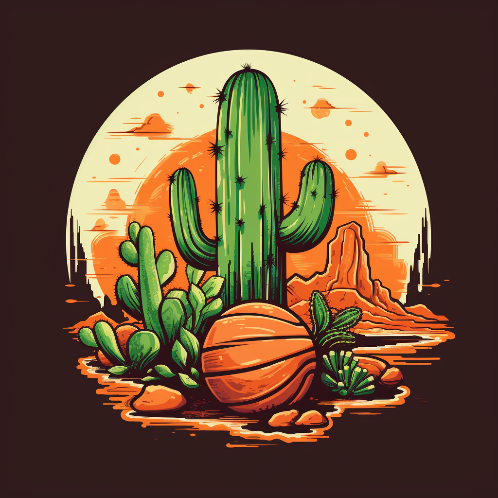 Cactus dribbling a basketball logo