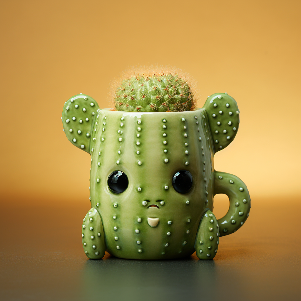 Cute Girl with Cactus Ceramic Mug