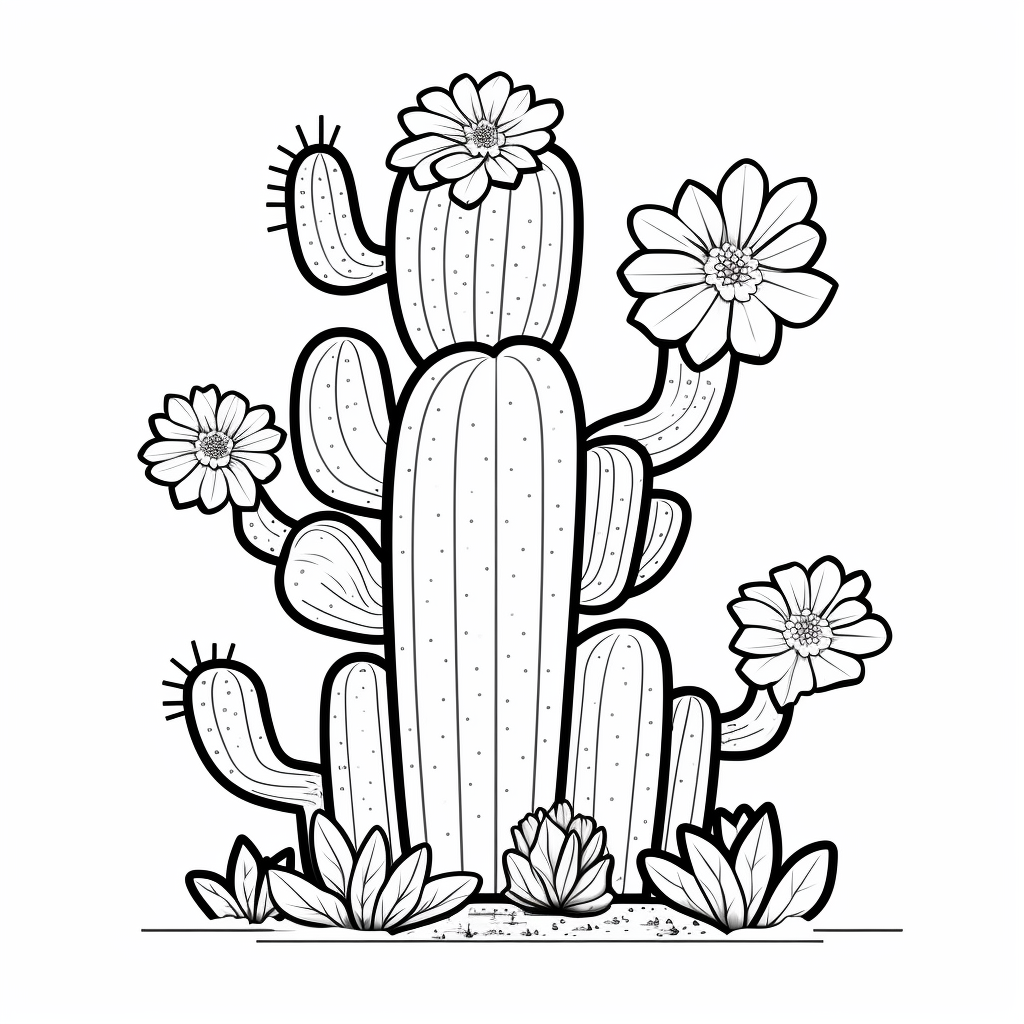 Cactus flower drawing for children