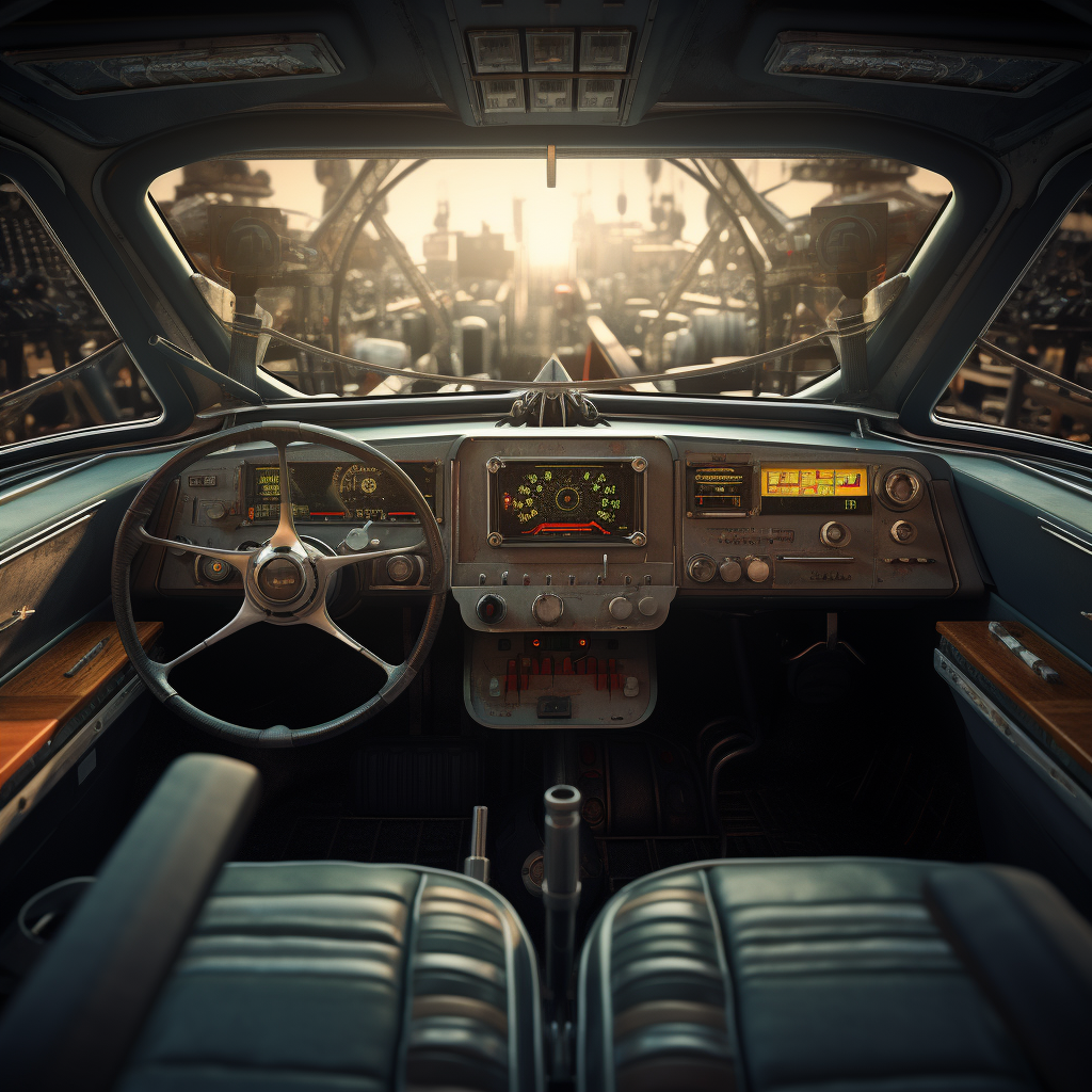 Stylish Cadillac spaceship interior with analog buttons