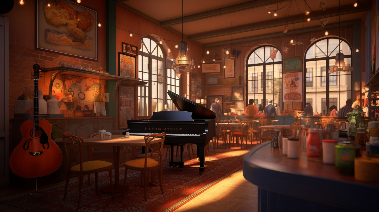 Jazz Theme Cafe 3D Rendering