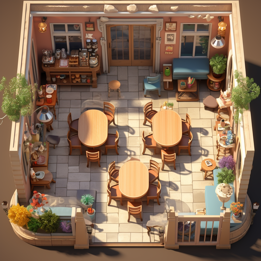 Cozy cafe room scene