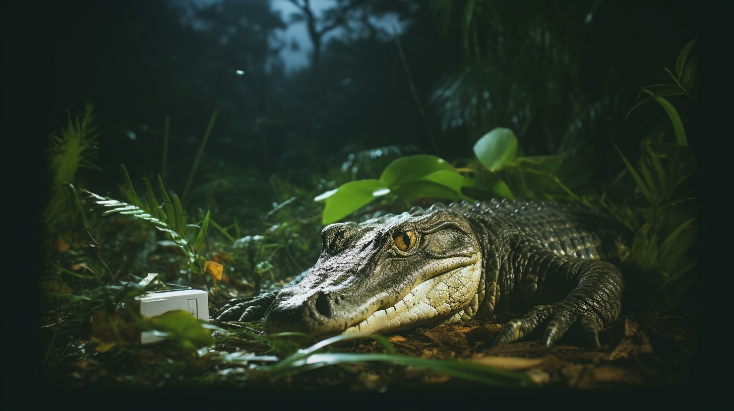 Caiman at Night in Cuyabeno Reserve