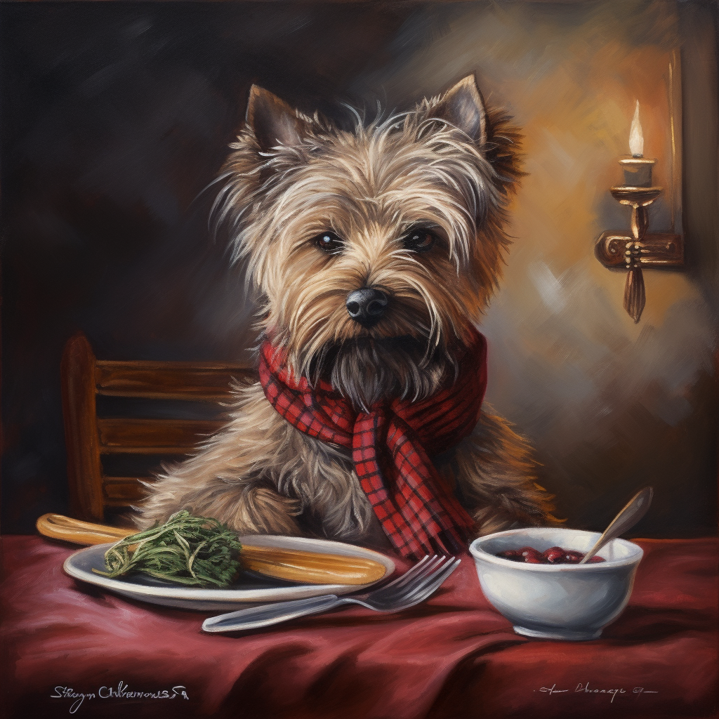 Cute Cairn Terrier Bistro Painting