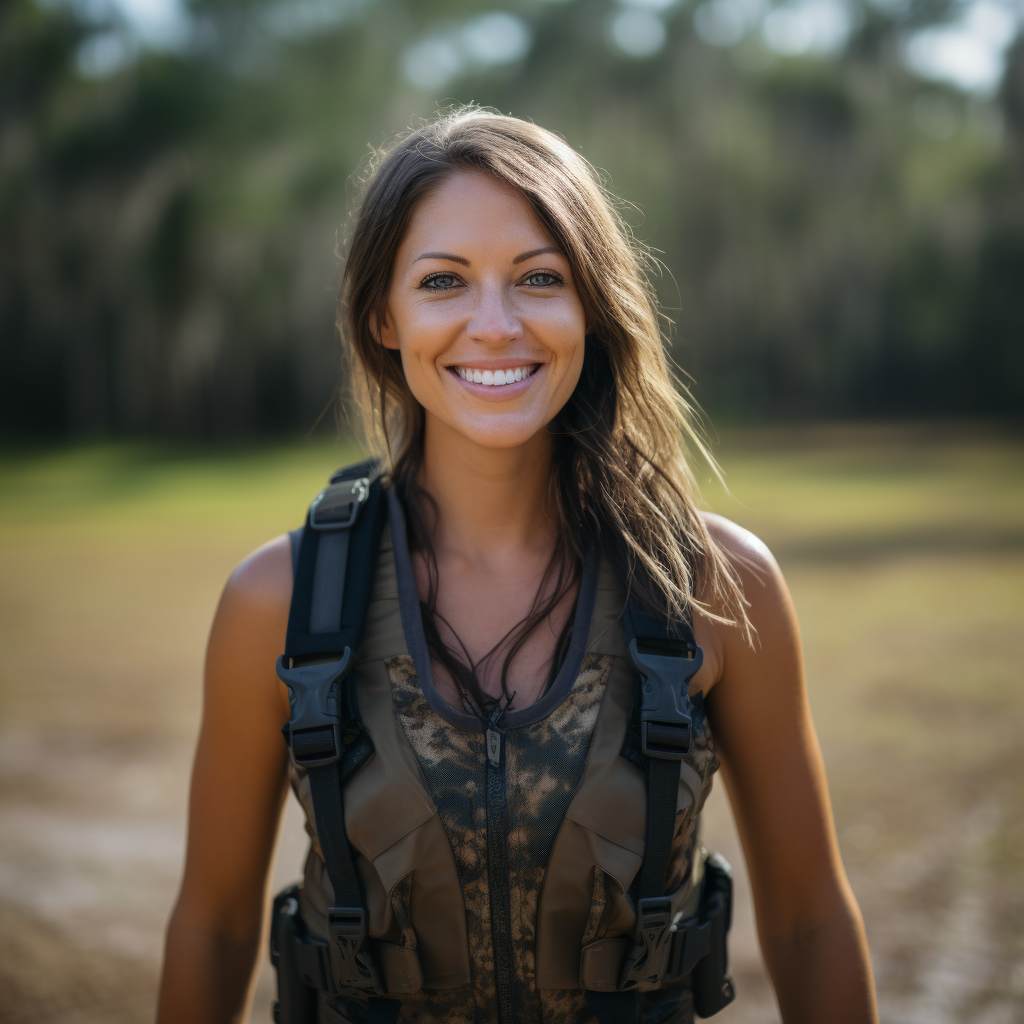 Cajun woman in alligator skin vest