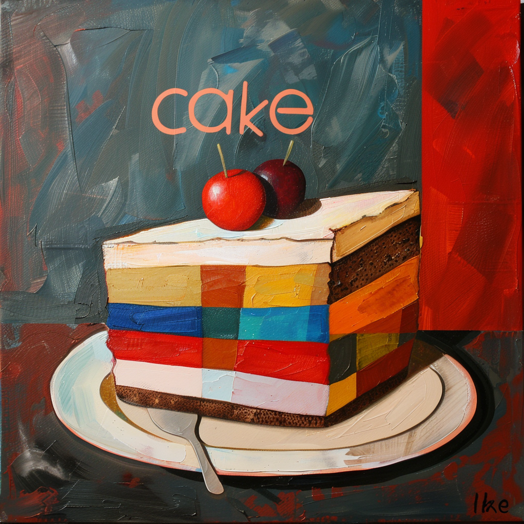 Cake in constructivism art style